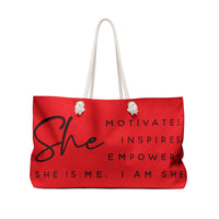 SHE MOTIVATES Tote Bag-RED