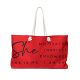 SHE MOTIVATES Tote Bag-RED