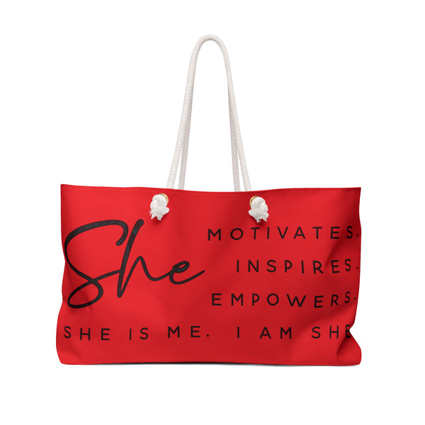 SHE MOTIVATES Tote Bag-RED