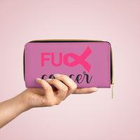 Graphic Custom Designed "Fu@k Cancer" Faux Leather Zipper Wallet