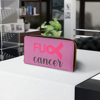 Graphic Custom Designed "Fu@k Cancer" Faux Leather Zipper Wallet