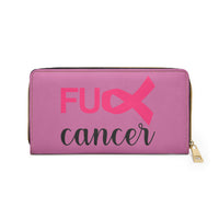 Graphic Custom Designed "Fu@k Cancer" Faux Leather Zipper Wallet