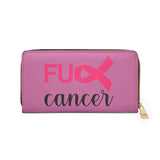 Graphic Custom Designed "Fu@k Cancer" Faux Leather Zipper Wallet