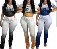 Two Piece Set w/“Stacked Pants Stay Humble/Hustle Hard”