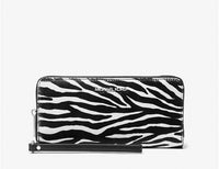 MICHAEL KORS, Jet Set Travel Zebra Print Calf Hair Continental Wallet/ Wristlet Phone Case