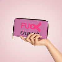 Graphic Custom Designed "Fu@k Cancer" Faux Leather Zipper Wallet