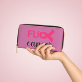Graphic Custom Designed "Fu@k Cancer" Faux Leather Zipper Wallet