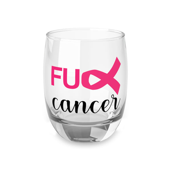 Graphic Custom Designed "Fu@k Cancer" Whiskey Glass