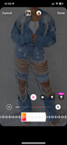 Long Sleeve Denim Jacket with Collar and Pearls