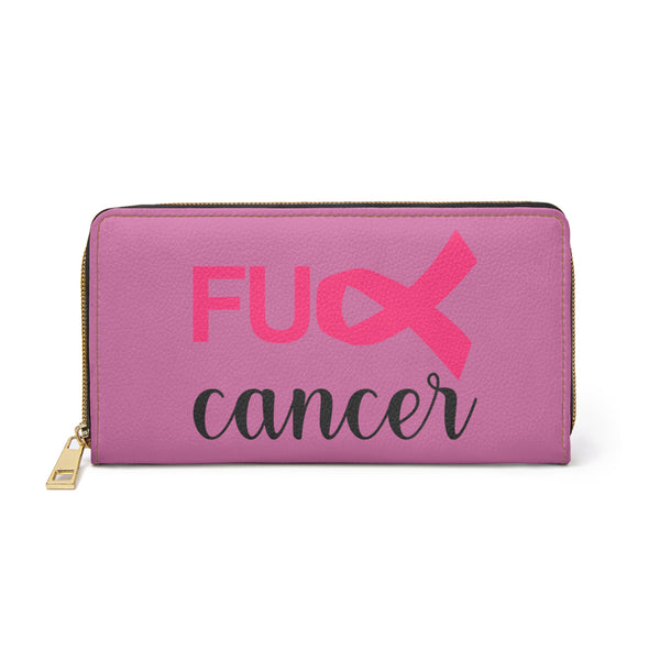 Graphic Custom Designed "Fu@k Cancer" Faux Leather Zipper Wallet