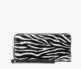 MICHAEL KORS, Jet Set Travel Zebra Print Calf Hair Continental Wallet/ Wristlet Phone Case