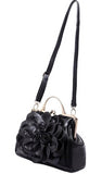 Cre8tive Concepts Boutique Leather Flower Handbag w/ Kiss Lock