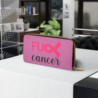 Graphic Custom Designed "Fu@k Cancer" Faux Leather Zipper Wallet