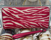MICHAEL KORS, Jet Set Travel Zebra Print Calf Hair Continental Wallet/ Wristlet Phone Case