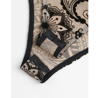 Sleeveless Halter Bodysuit Mesh Flocked Print Sheer Slim Fit Elegant Fashion Crew Neck