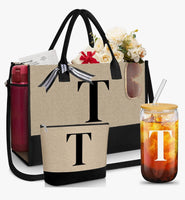 6pcs Personalized Letter Initial Tote Bundle