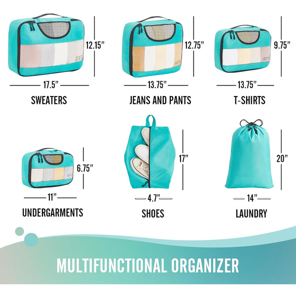 6 Set Packing Cubes for Suitcases, Travel Essentials