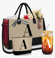 6pcs Personalized Letter Initial Tote Bundle