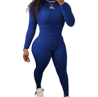 Two Piece Ribbed Casual leggings Slim-fitted, Long Sleeve Outfit