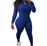 Two Piece Ribbed Casual leggings Slim-fitted, Long Sleeve Outfit