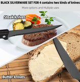 24-Piece Black Flatware Set, Bonus 4 Steak Knives, Cre8tive Concepts Boutique