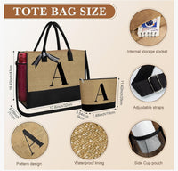 6pcs Personalized Letter Initial Tote Bundle