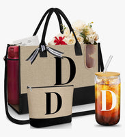 6pcs Personalized Letter Initial Tote Bundle