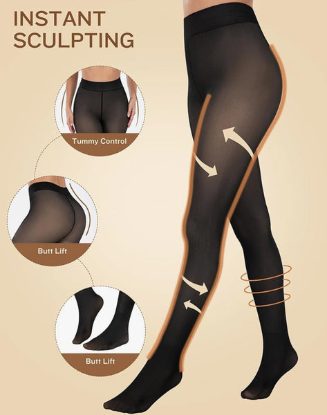 Fleece Lined Leggings, with Closed Foot and Winter Comfort Tights
