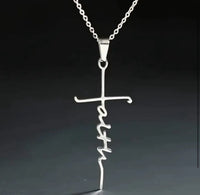 FAITH Cursive Shaped Cross Necklace