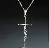 FAITH Cursive Shaped Cross Necklace
