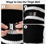 Plus Size Thigh High Socks - Striped, Acrylic and Cotton Material - 2 Pack w FREE Belt Straps