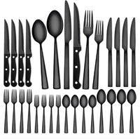 24-Piece Black Flatware Set, Bonus 4 Steak Knives, Cre8tive Concepts Boutique