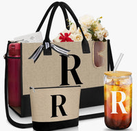 6pcs Personalized Letter Initial Tote Bundle