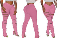 High-Waisted Ripped Stacked Bottom Leggings