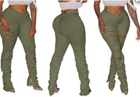 High-Waisted Ripped Stacked Bottom Leggings
