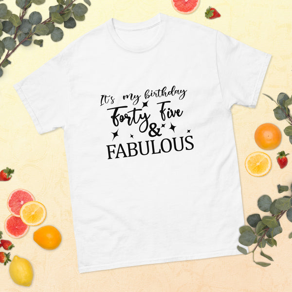 Graphic "FORTY FIVE Birthday" T-Shirt