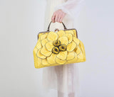 Cre8tive Concepts Boutique Leather Flower Handbag w/ Kiss Lock