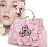 Cre8tive Concepts Boutique Leather Flower Handbag w/ Kiss Lock