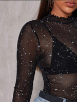 Sparkle Mesh Sheer Top