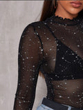 Sparkle Mesh Sheer Top