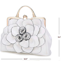 Cre8tive Concepts Boutique Leather Flower Handbag w/ Kiss Lock