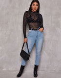 Sparkle Mesh Sheer Top