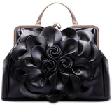 Cre8tive Concepts Boutique Leather Flower Handbag w/ Kiss Lock