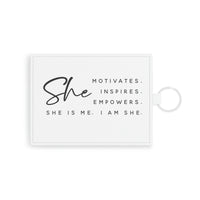 Graphic Saffiano Leather "Motivates" Card Holder