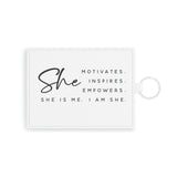 Graphic Saffiano Leather "Motivates" Card Holder