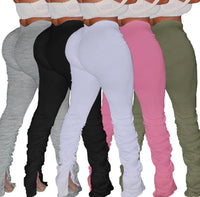 High-Waisted Ripped Stacked Bottom Leggings