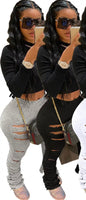 High-Waisted Ripped Stacked Bottom Leggings